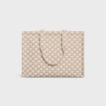 LARGE CABAS THAIS IN TEXTILE WITH TRIOMPHE CANVAS PRINT AND CALFSKIN WHITE - Image 3